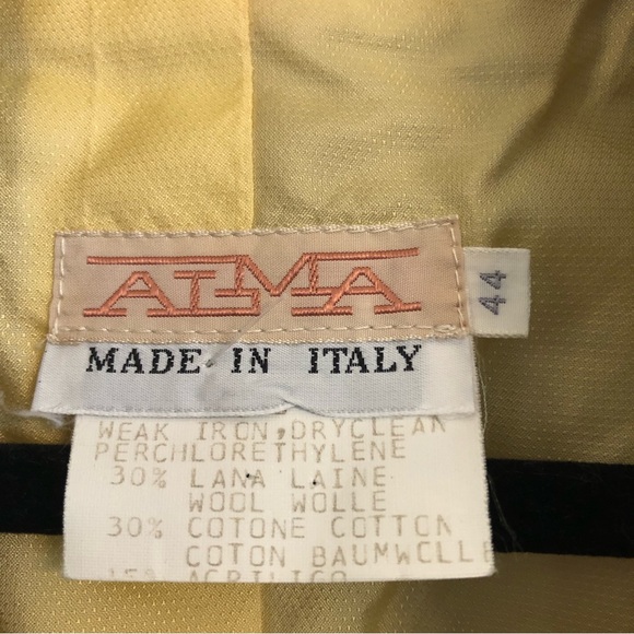 Vintage Alma Italy Tan & Pastel Tweed Power Blazer 90s Shoulder Pads 44 M - Picture 12 of 12